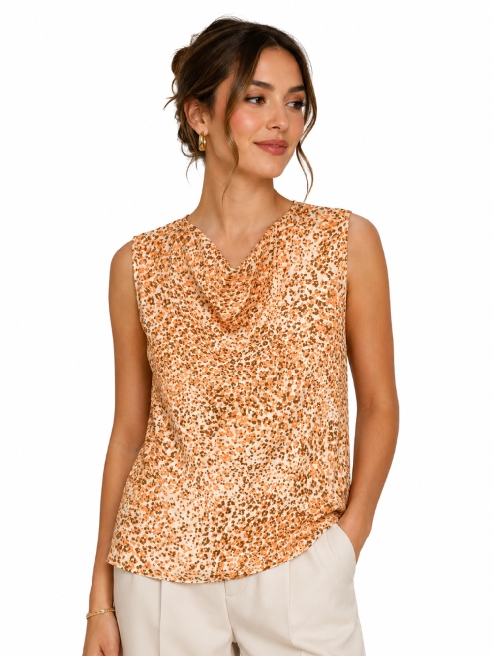 NWT Calvin Klein Cowl Neck Animal Print Blouse in Medium